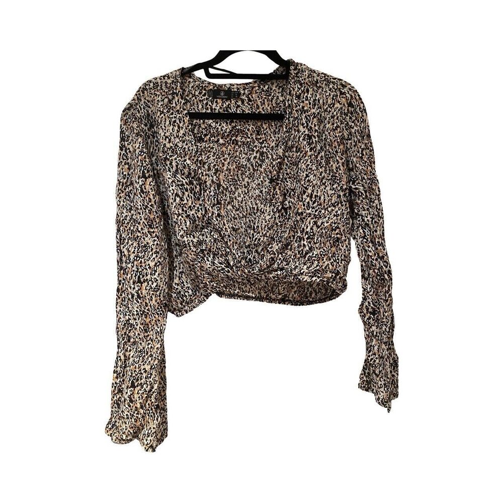Volcom I'm a Leo Long Sleeve Top Leopard Print Size Large
